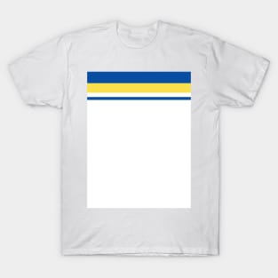 Leeds Retro 1982 White Blue Yellow Bars T-Shirt